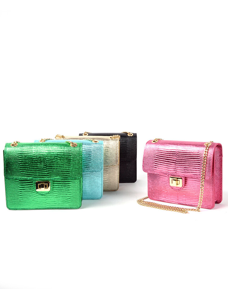 Lederen handtas | Hagedis metallic | 552775