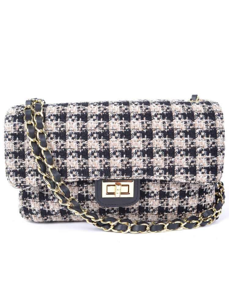 Kleine Leder-Schultertasche Stoff