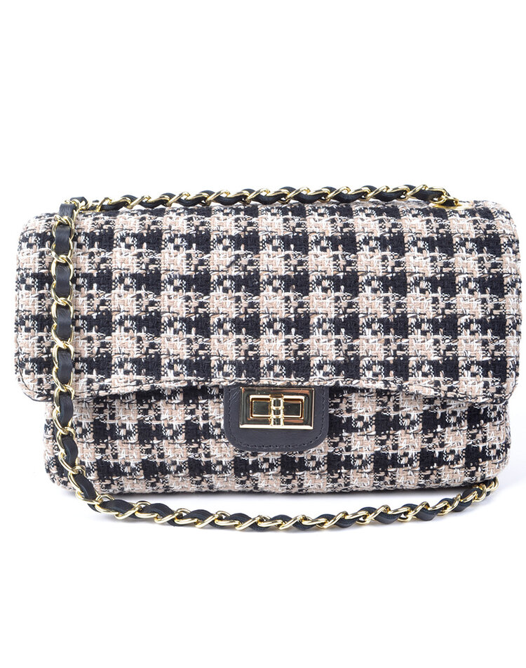 Kleine Leder-Schultertasche Stoff