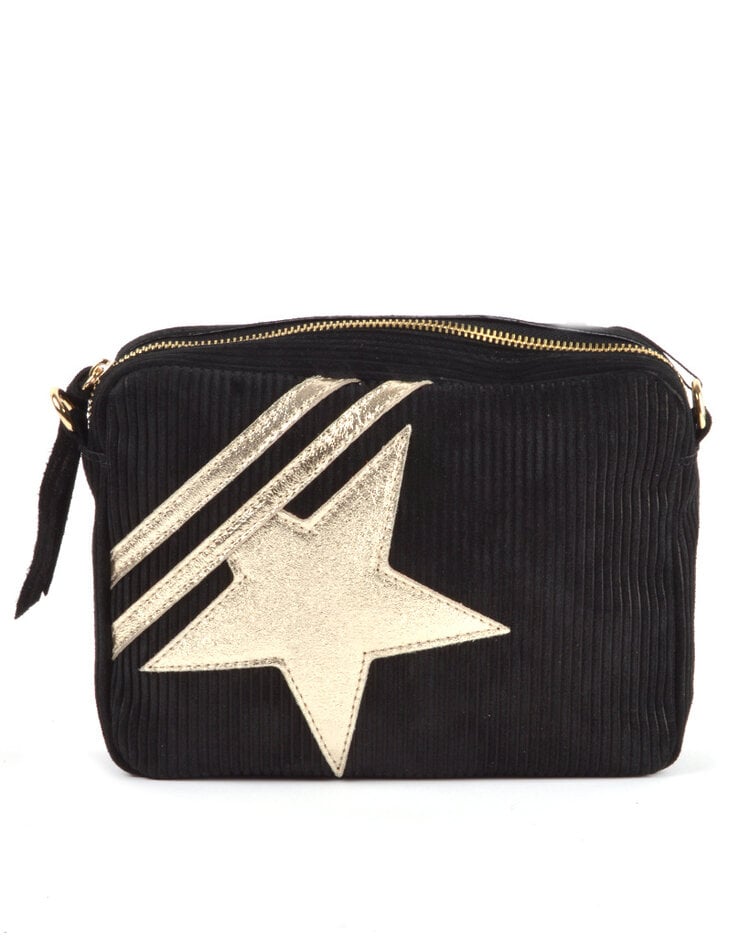 Stoff-Schultertasche gerippt Stern