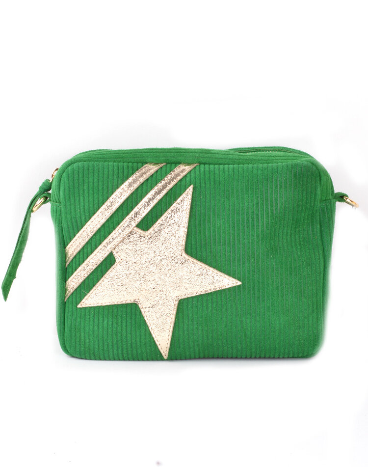 Stoff-Schultertasche gerippt Stern