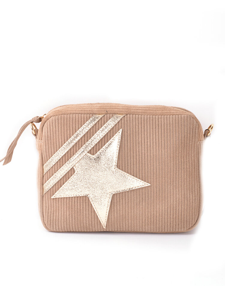 Stoff-Schultertasche gerippt Stern