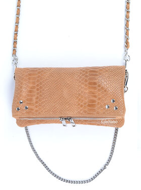 Leder-Schultertasche Nieten Kroko | 552649