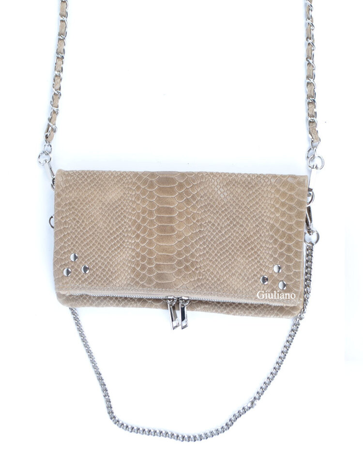 Leather shoulderbag studs croco | 552649