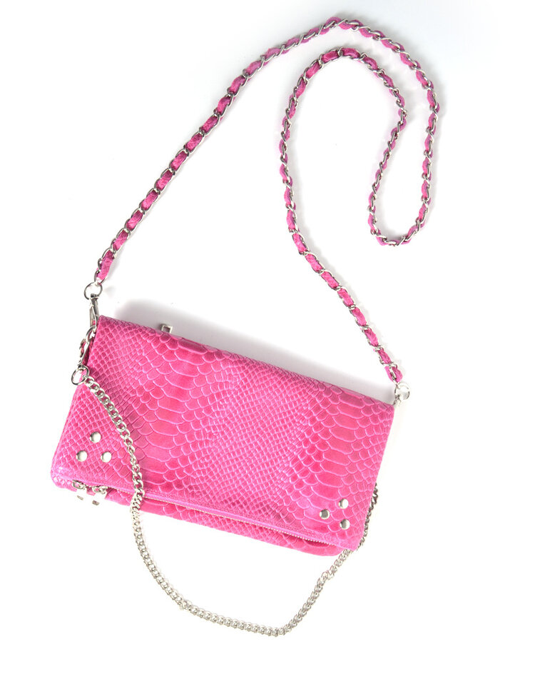 Leather shoulderbag studs croco | 552649