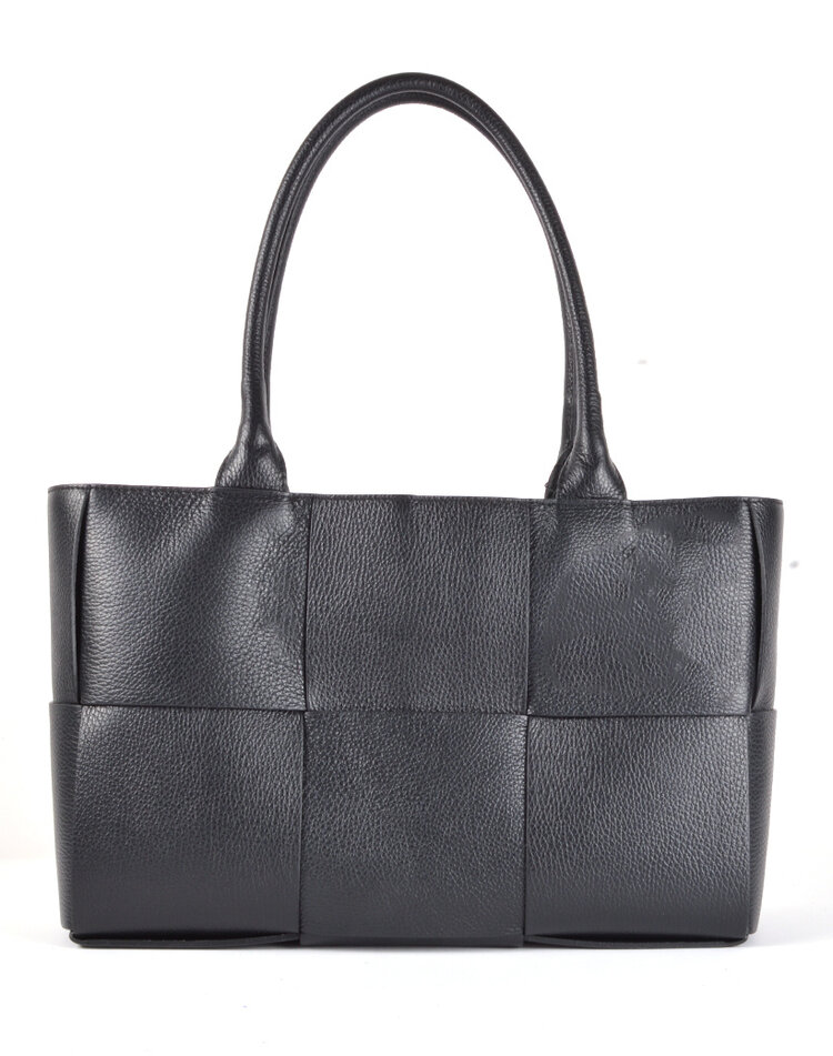 Lederen handtas | gevlochten look | 900093