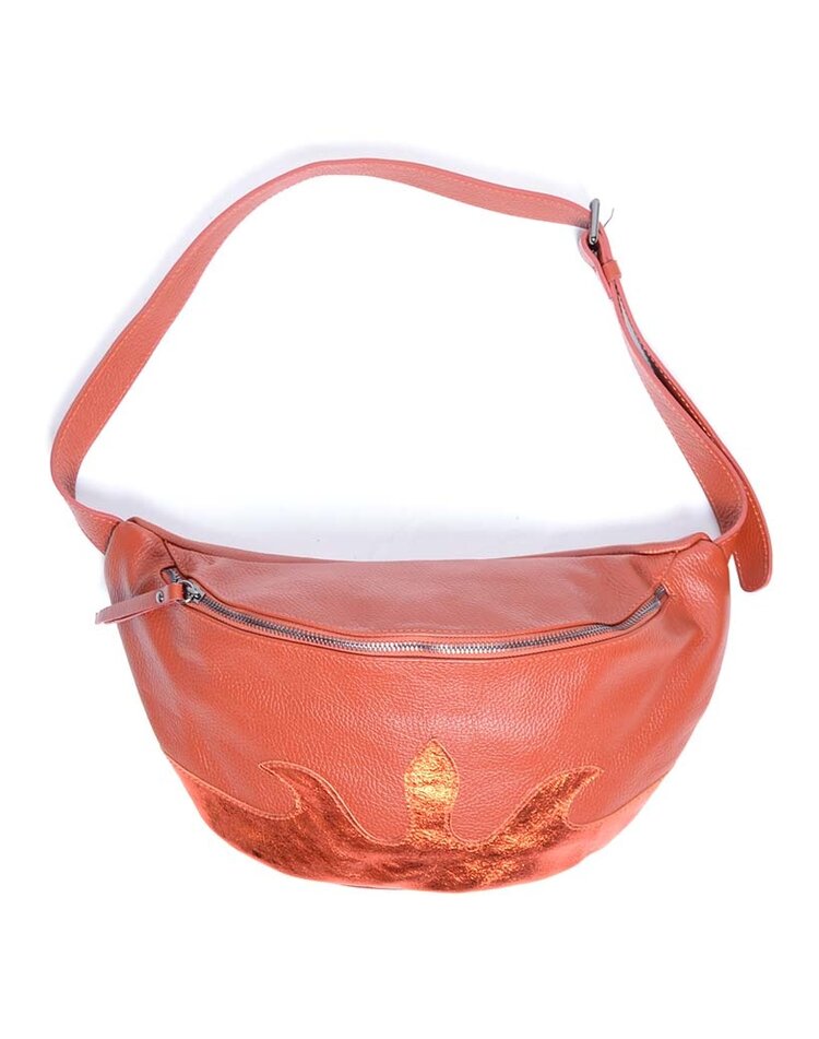 Leder-Schultertasche Metallic
