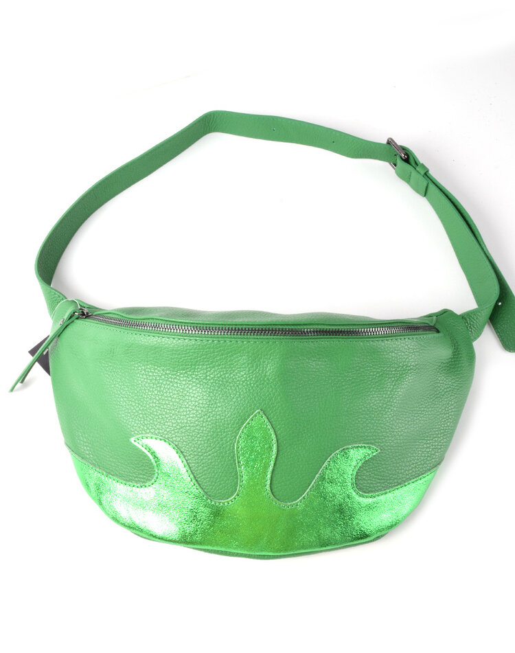 Leder-Schultertasche Metallic