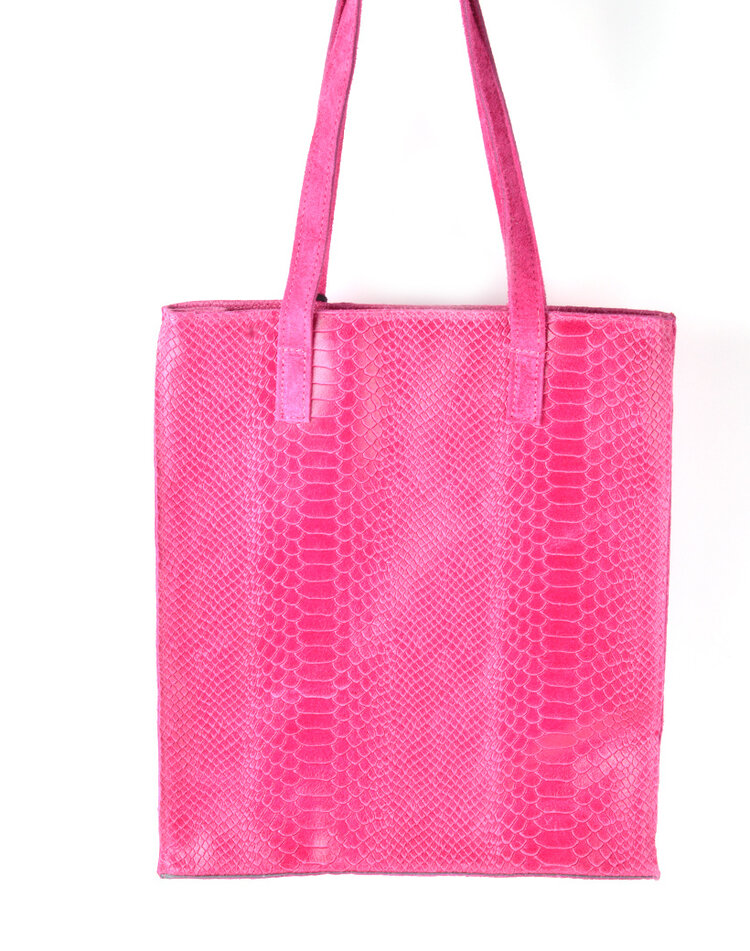 Wildleder-Shopper mit Leder | Kroko | 552431