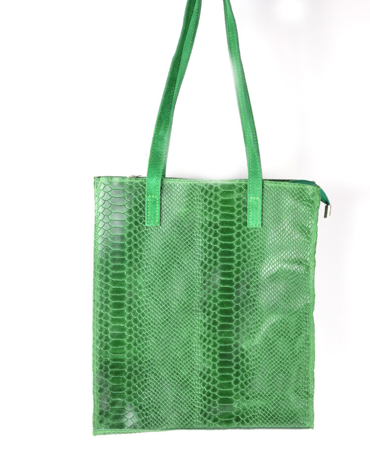 Suède met lederen shopper | Kroko | 552431