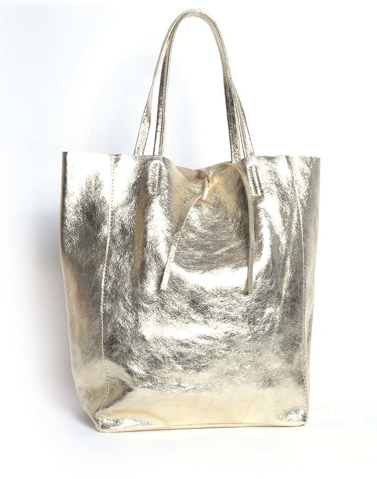 Leather shopper | Metallic
