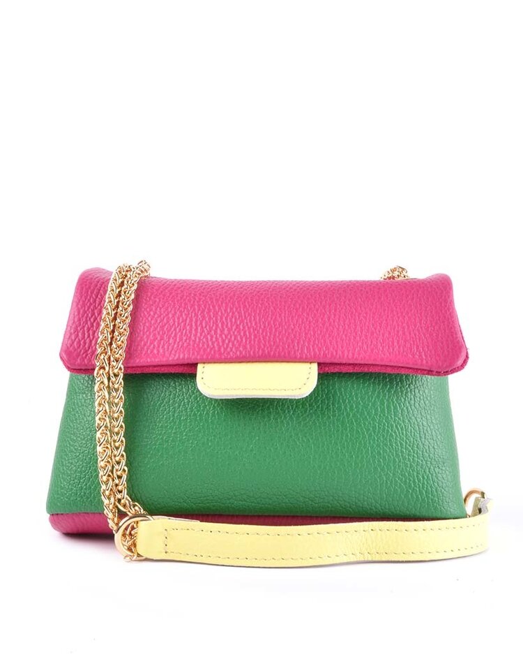 Lederen schoudertas multi colour