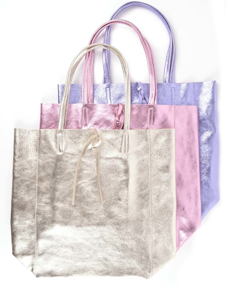Leather shopper | Metallic