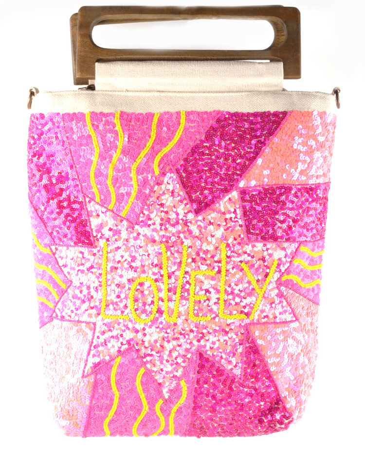 Canvas handbag sequins