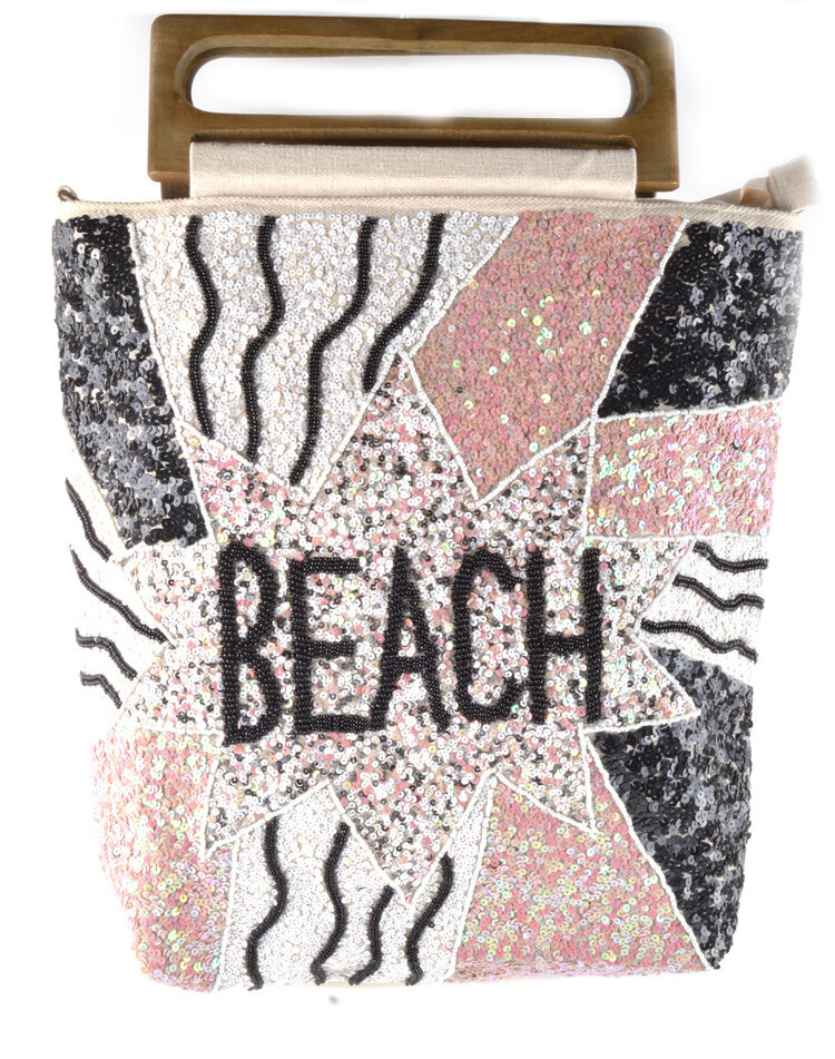 Canvas handbag sequins