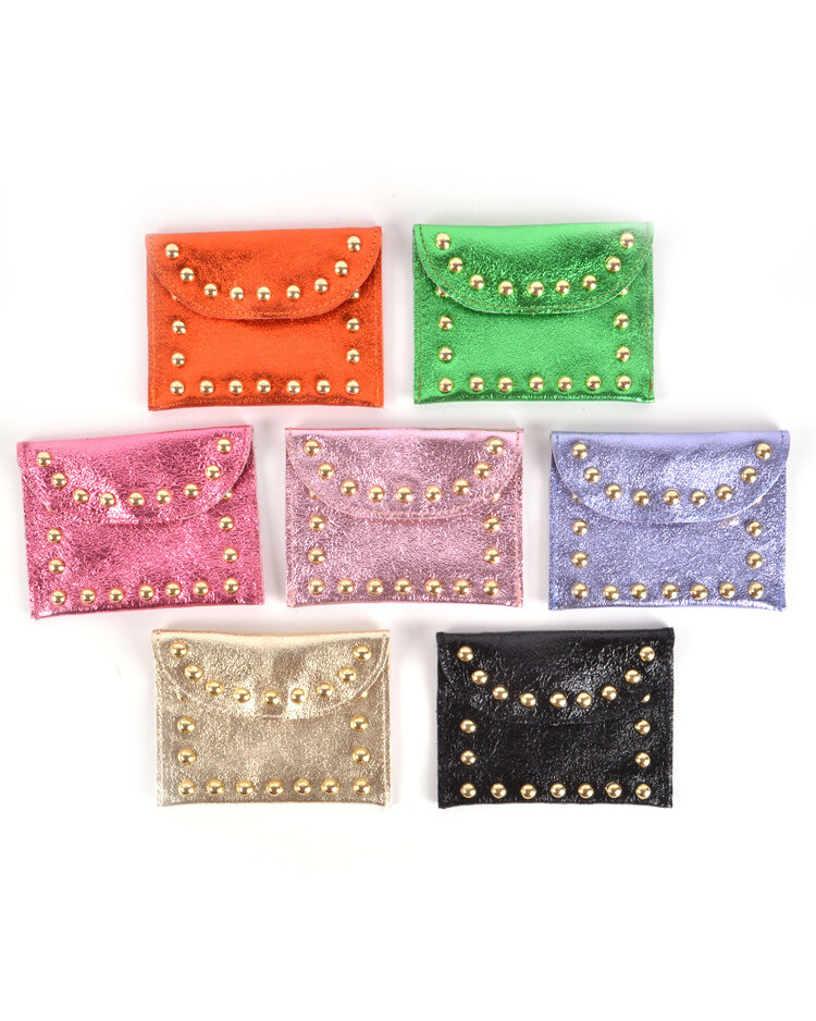 Leather wallet metallic  with studs