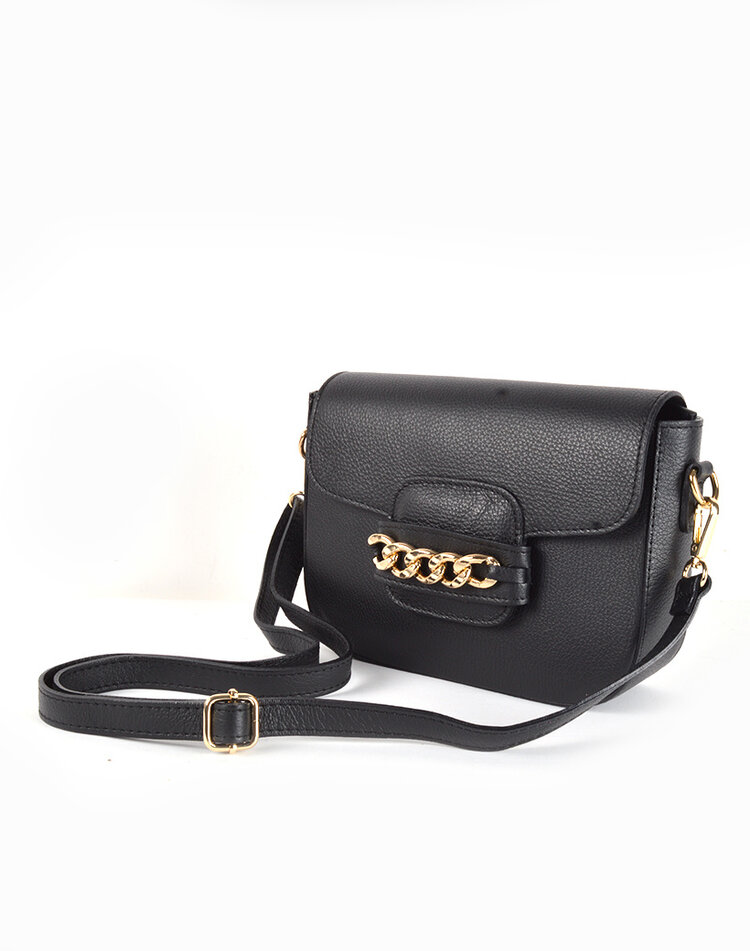 Leder-Schultertasche Chain