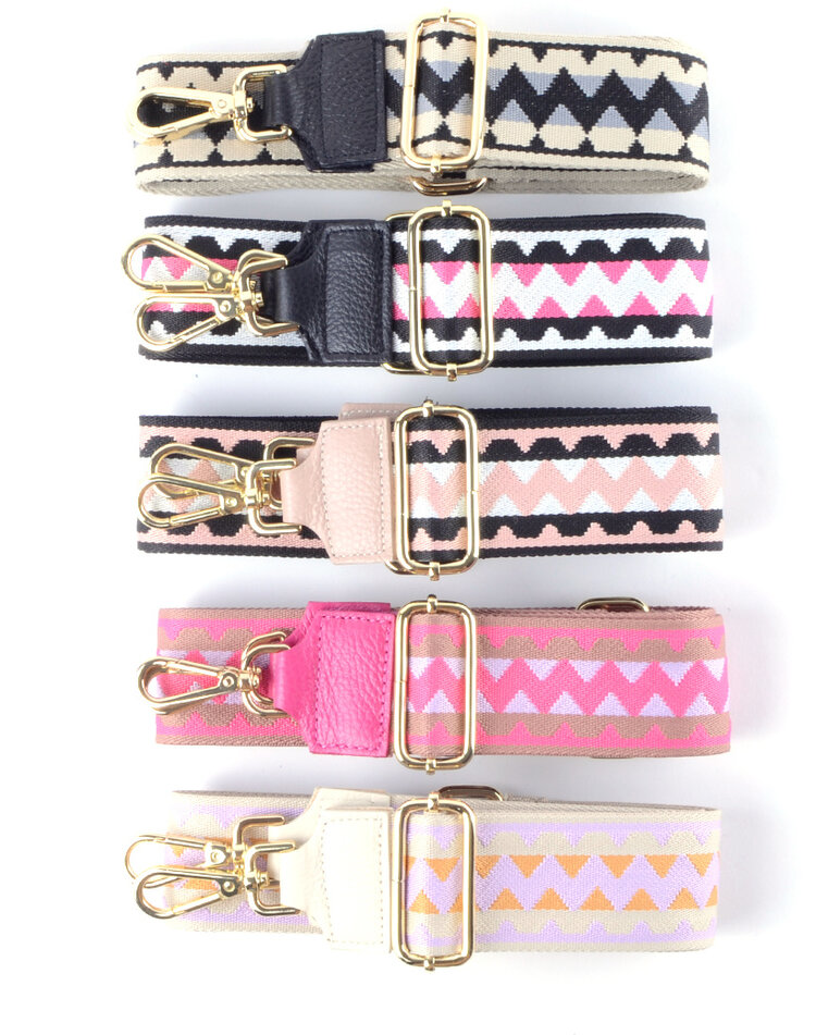 Lederen schouderband zigzag