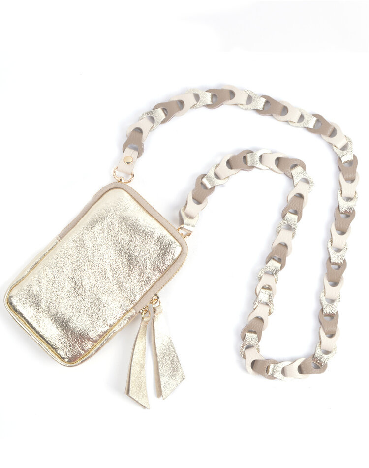 Bagstrap braided metallic - Leather