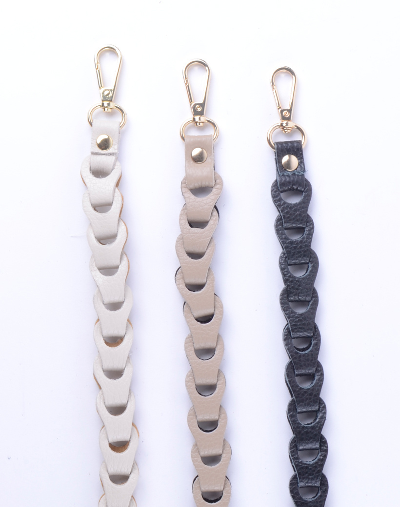 Schouderband gevlochten metallic - Leer