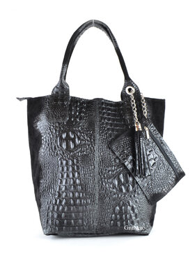 Wildleder-Shopper Kroko | 5525490