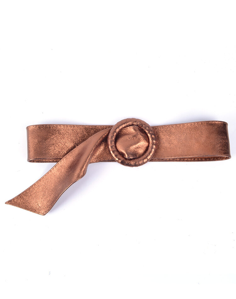 Lederen riem 800048 Rond metallic