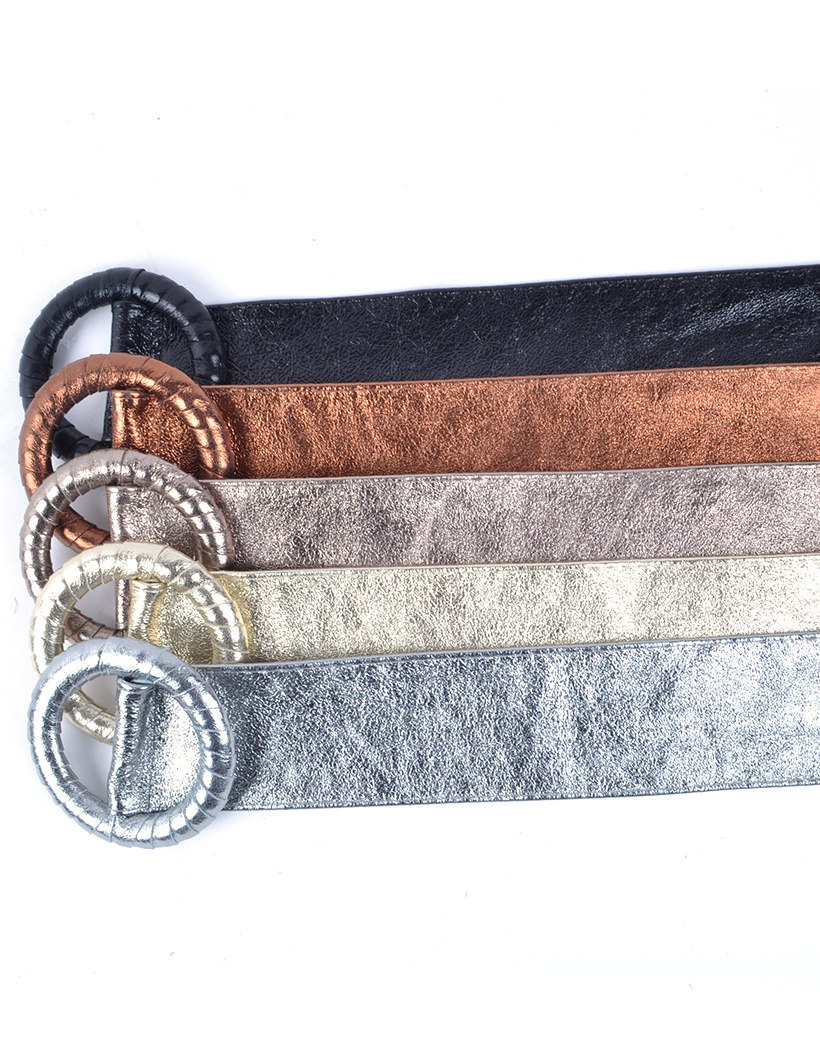 Lederen riem 800048 Rond metallic