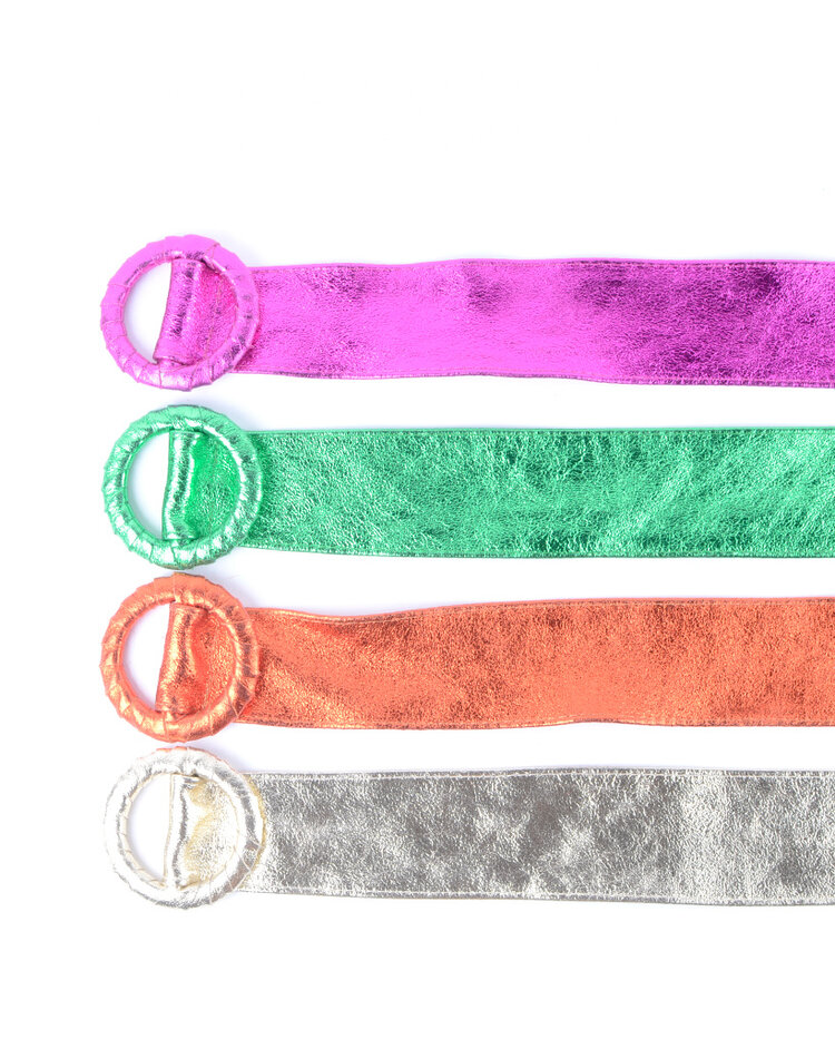 Lederen riem 800048 Rond metallic