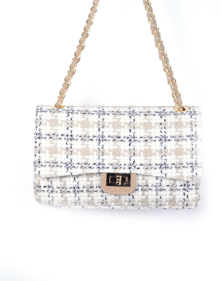 Kleine Leder-Schultertasche Stoff