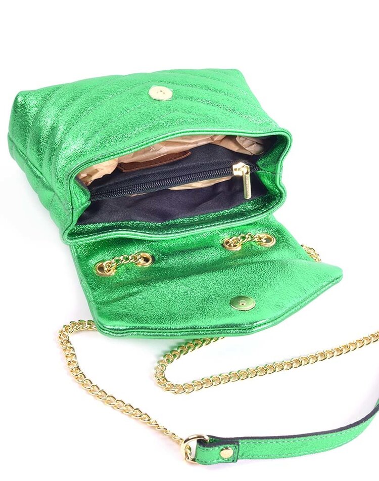 Leather shoulderbag metallic | Stitching