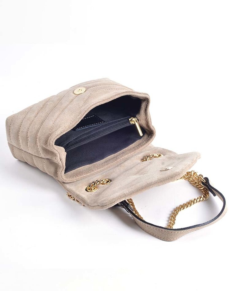 Lederen schoudertas suede | Stiksel