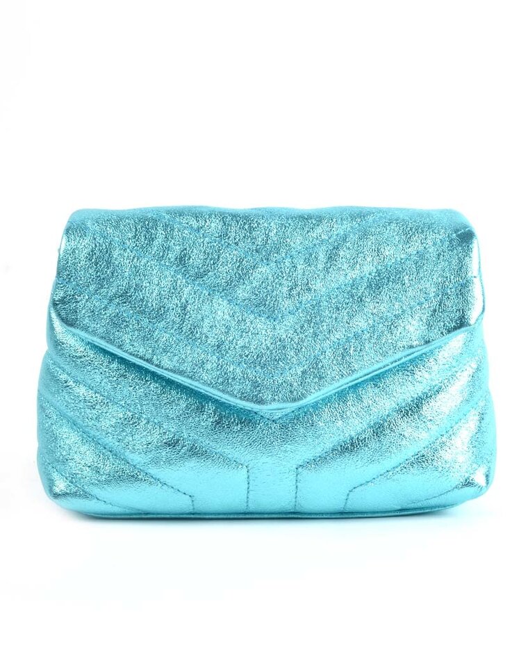 Lederen schoudertas metallic | Stiksel