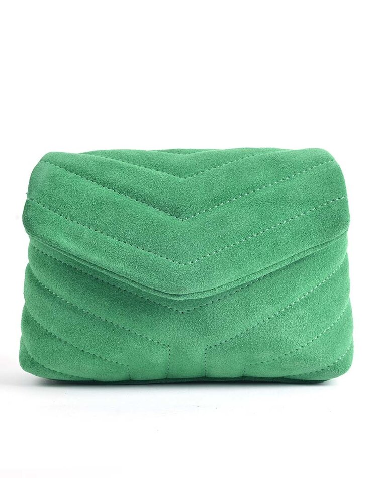 Lederen schoudertas suede | Stiksel