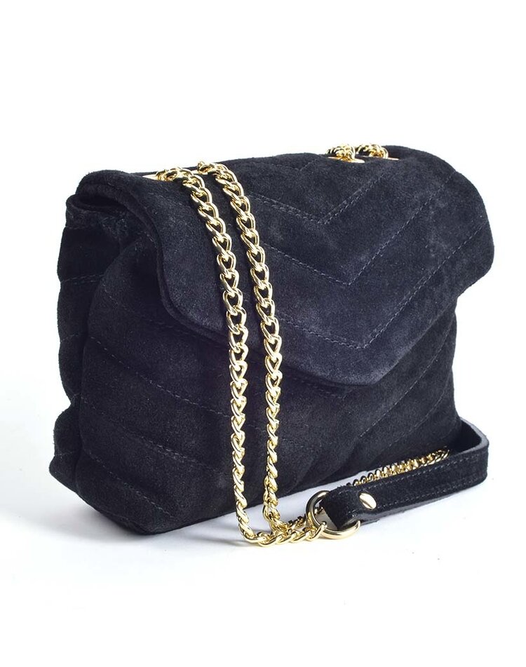 Leather shoulderbag metallic suede | Stitching