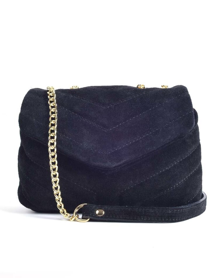 Leather shoulderbag metallic suede | Stitching