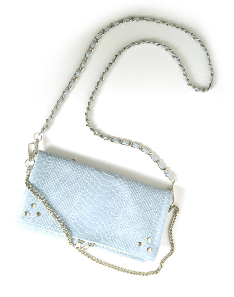 Leder-Schultertasche Nieten Kroko | 552649