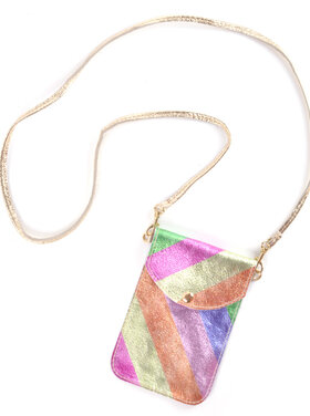 Lederen telefoontasje  - Rainbow Metallic