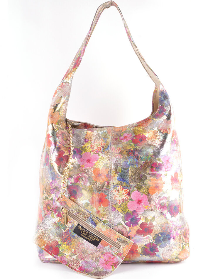 Leder-Handtasche | Metallic