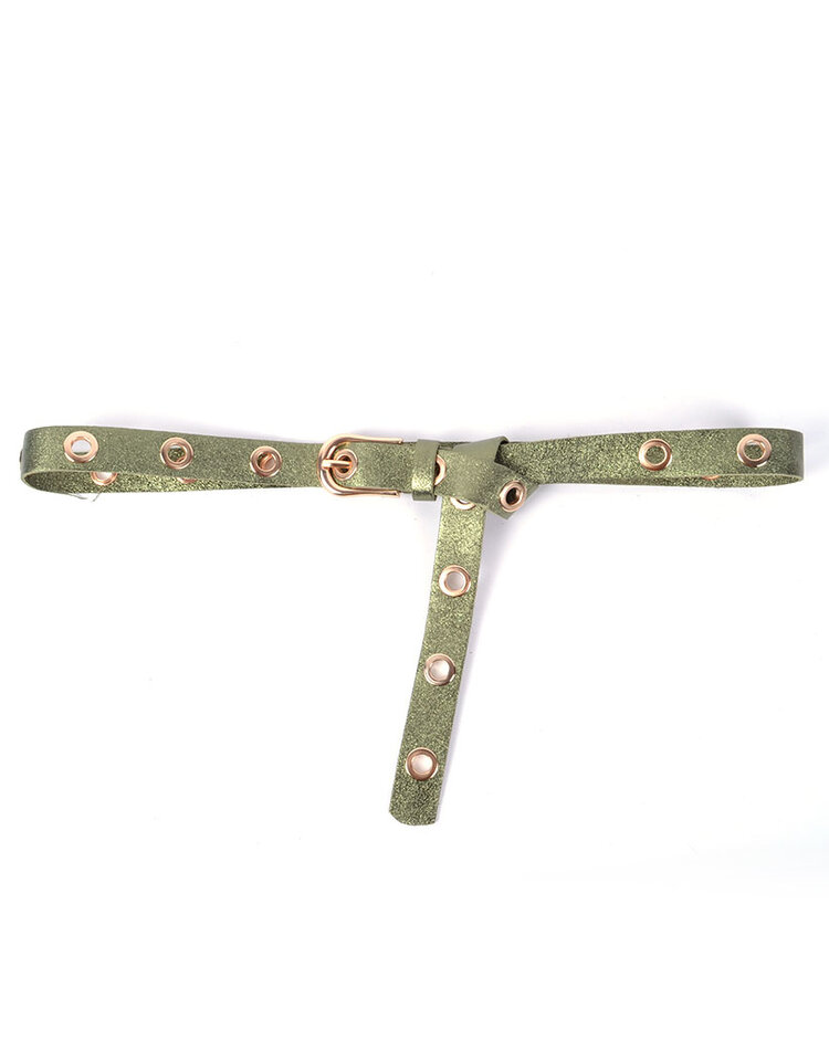 Riem  - Metalen gaatjes leer metallic