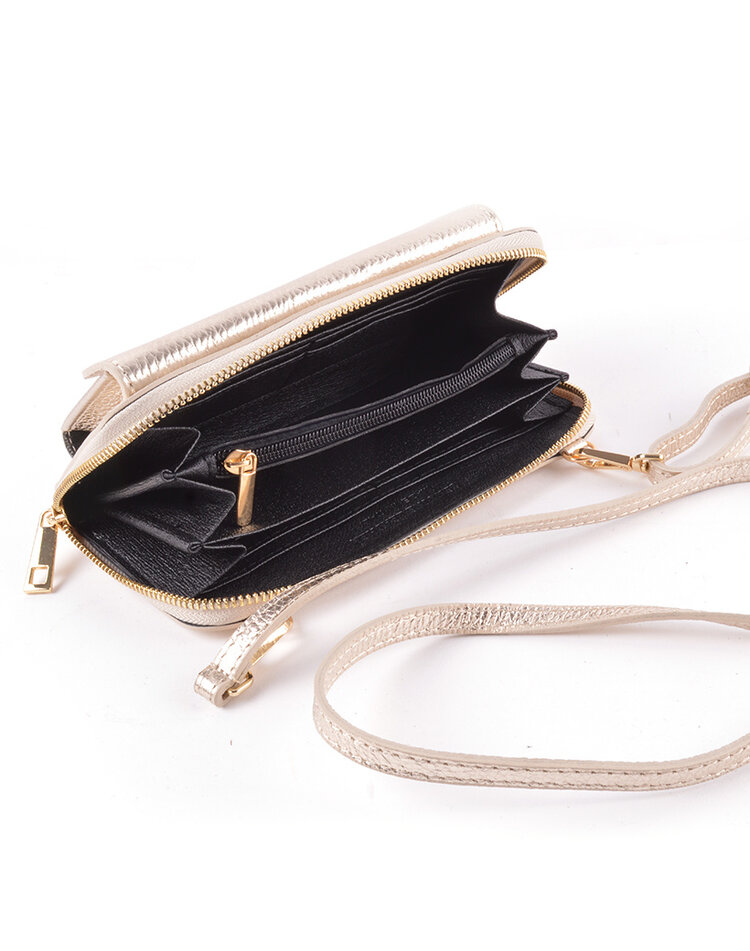 Leder-Geldbörse / Handytasche Metallic