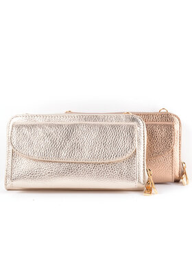 Lederen portemonnee / telefoontasje Metallic
