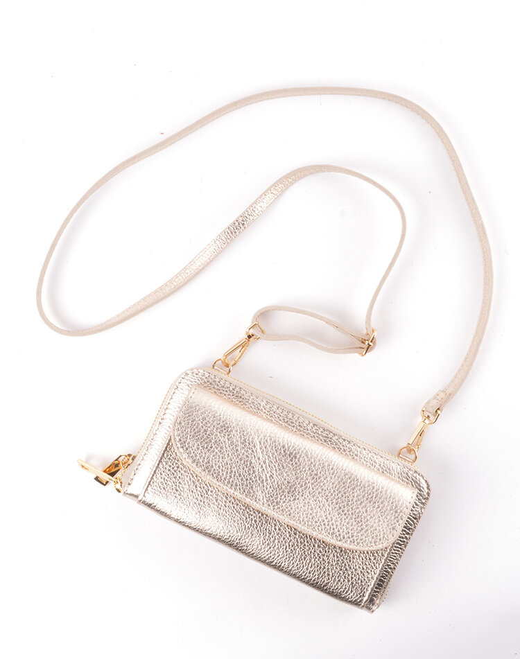 Leder-Geldbörse / Handytasche Metallic