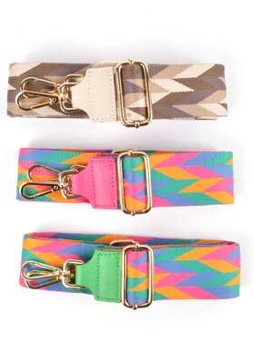 Leather  shoulder strap Abstract zigzag