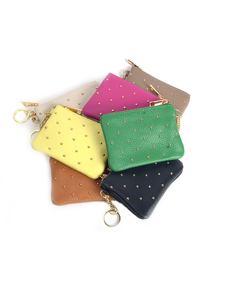 Lederen etui  - portemonnee  studs