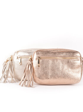 Lederen schoudertas metallic
