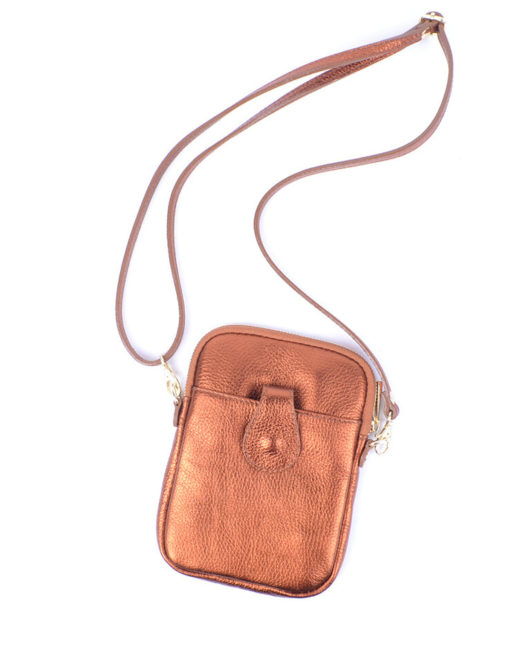 Leder-Schultertasche Metallic
