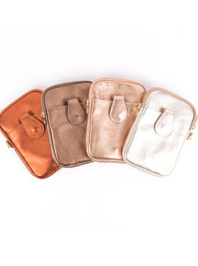 Leder-Schultertasche Metallic