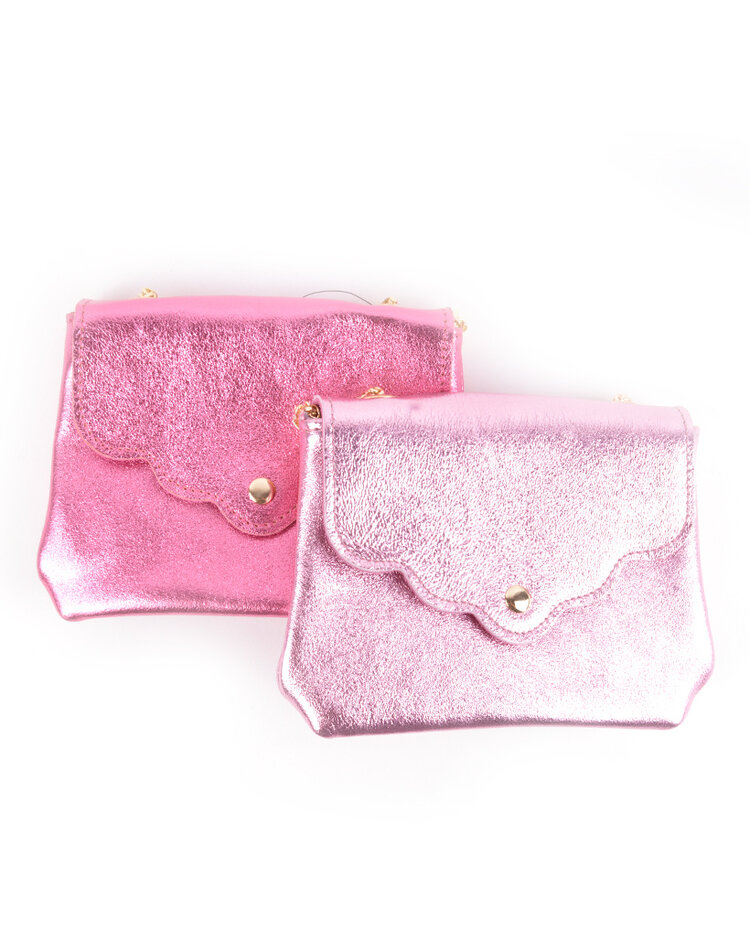 Kleine Leder-Schultertasche | Metallic