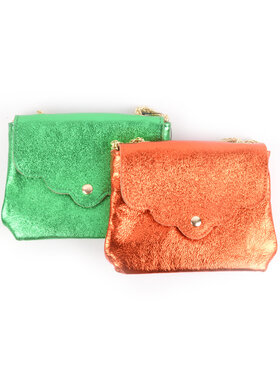 Kleine Leder-Schultertasche | Metallic