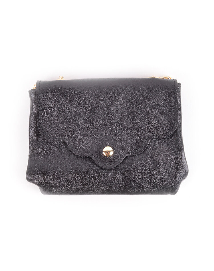 Kleine Leder-Schultertasche | Metallic